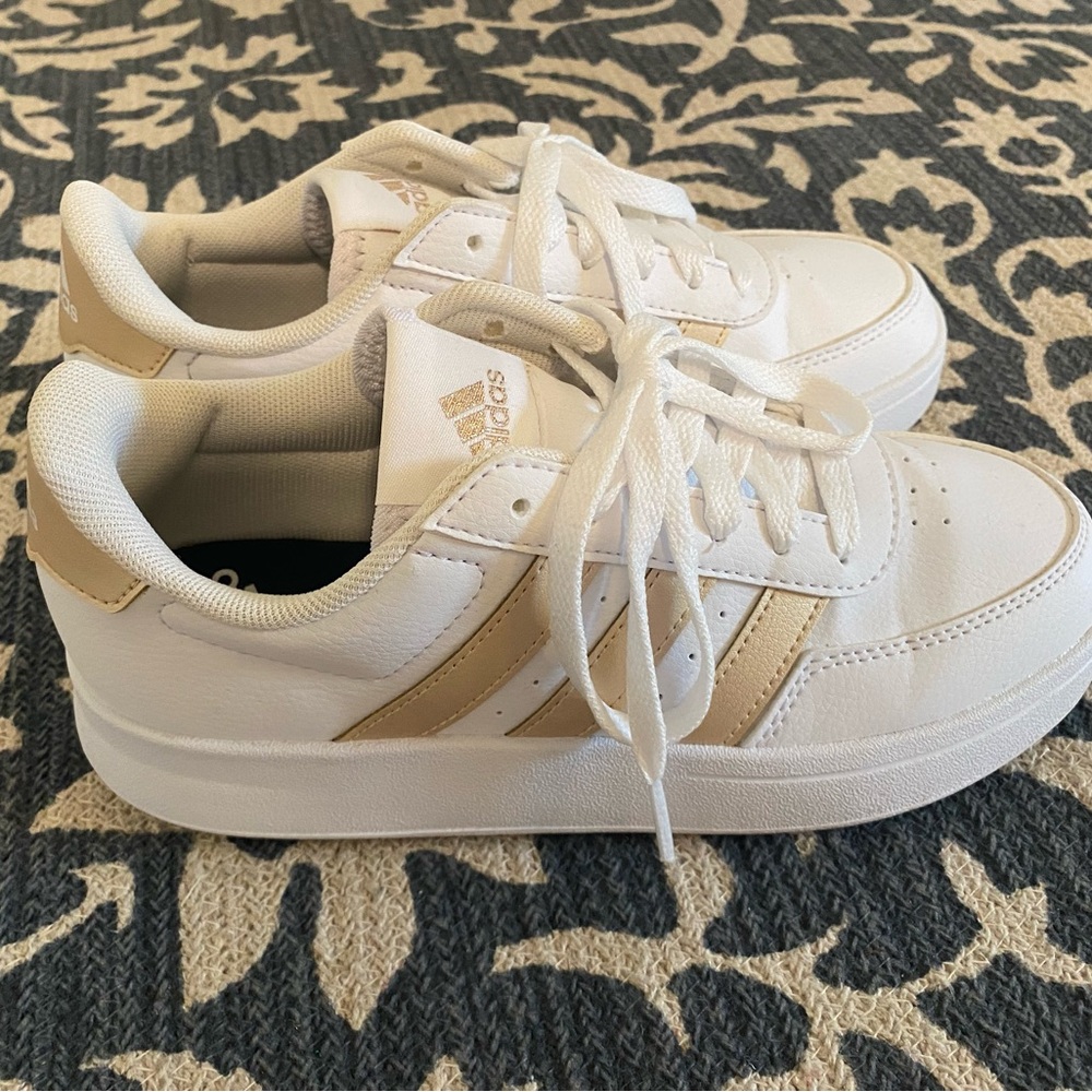 Adidas White and Gold Sneakers Classic Design